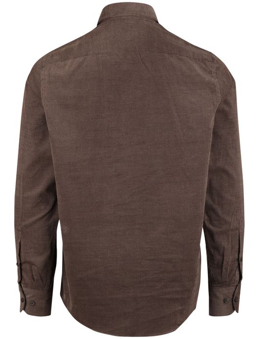 Casa Moda Overhemd Bruin dubbele borstzak katoen casual fit