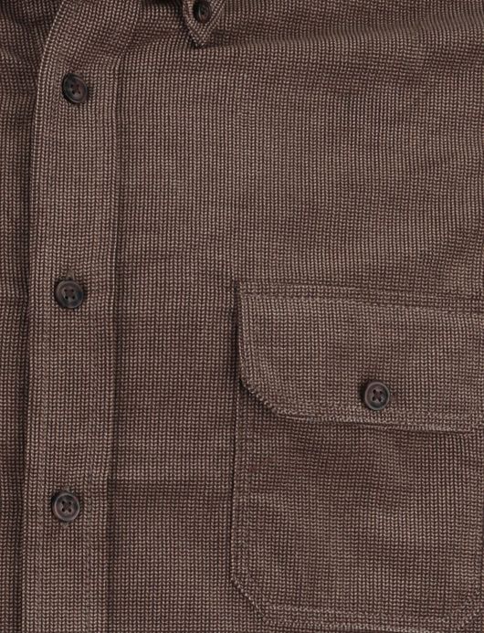 Casa Moda Overhemd Bruin dubbele borstzak katoen casual fit