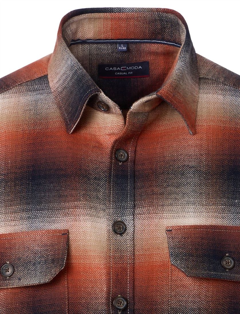 casual overhemd Casa Moda oranje katoen