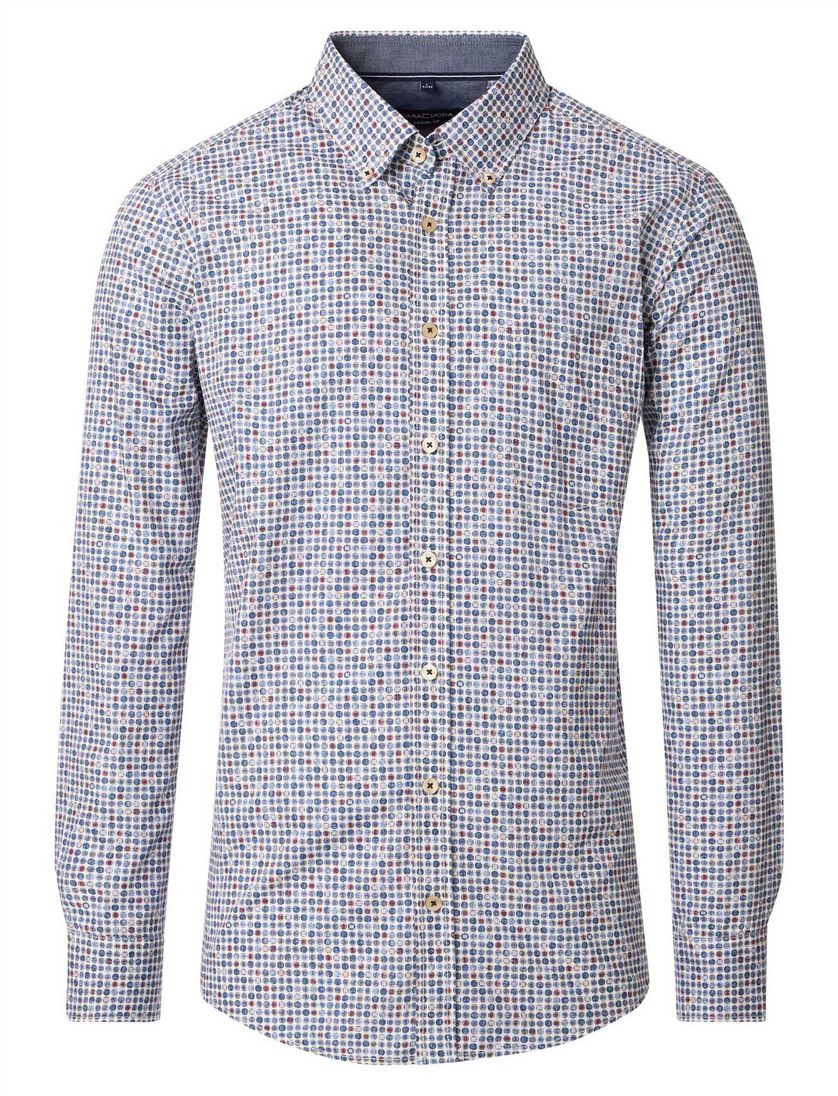 modieus blauw geprint Casa Moda casual fit overhemd
