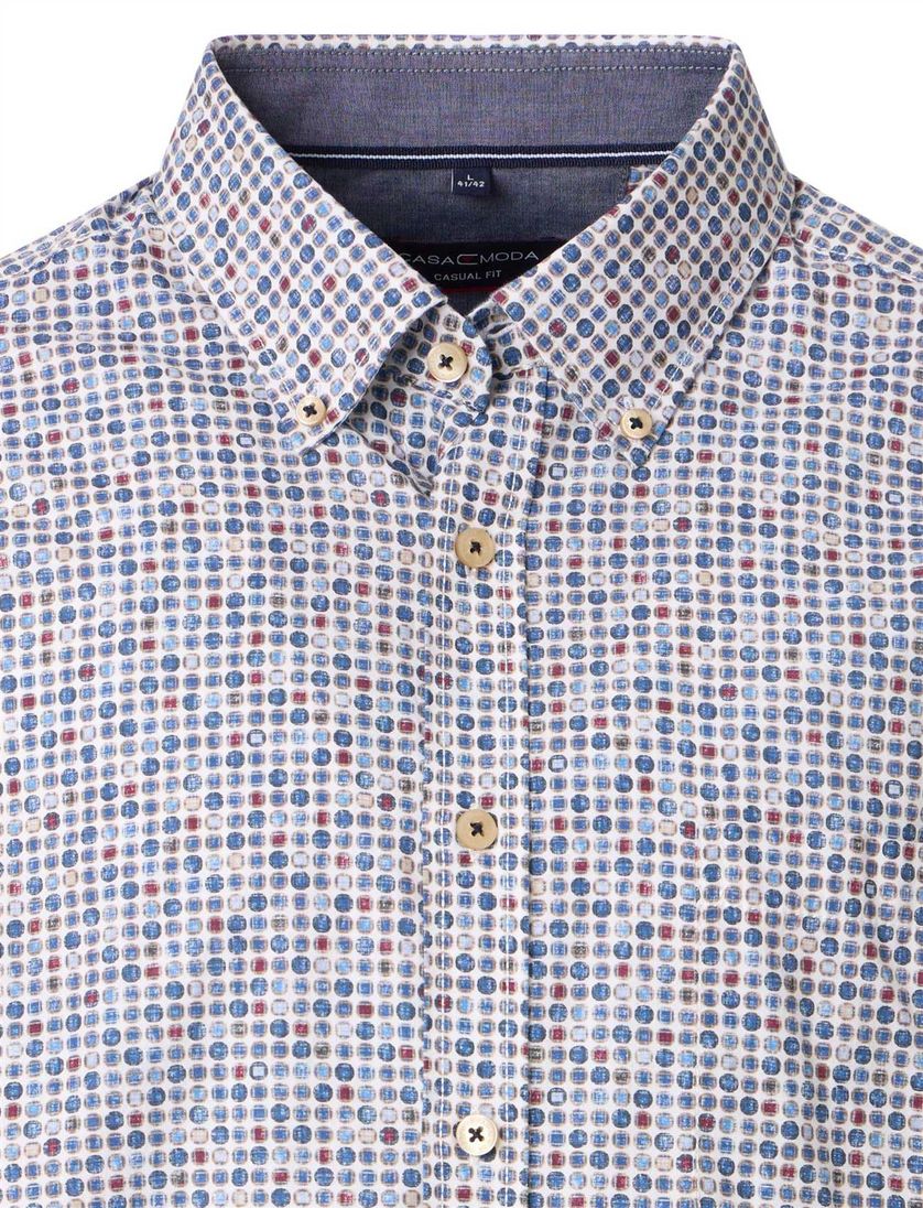 modieus blauw geprint Casa Moda casual fit overhemd