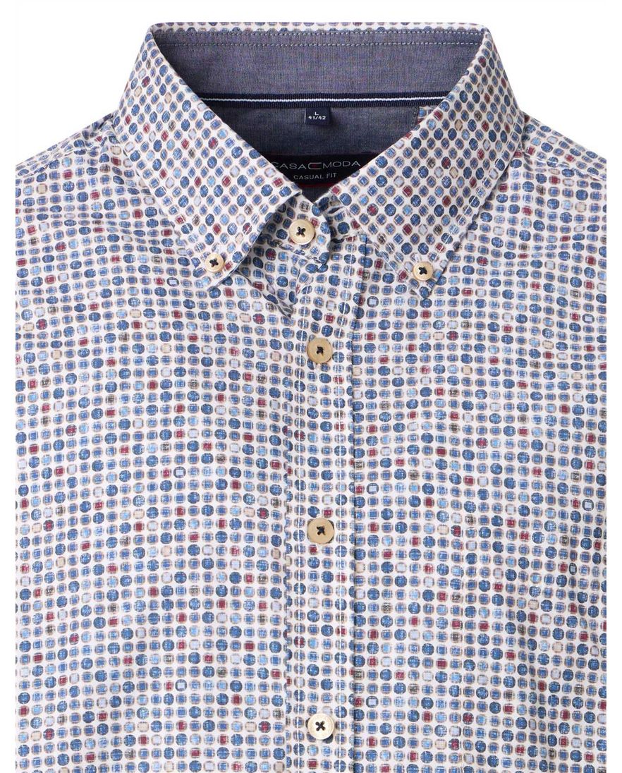 modieus Casa Moda casual fit overhemd blauw geprint
