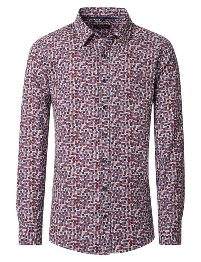 Casa Moda rood geprint modieus Casa Moda casual fit overhemd