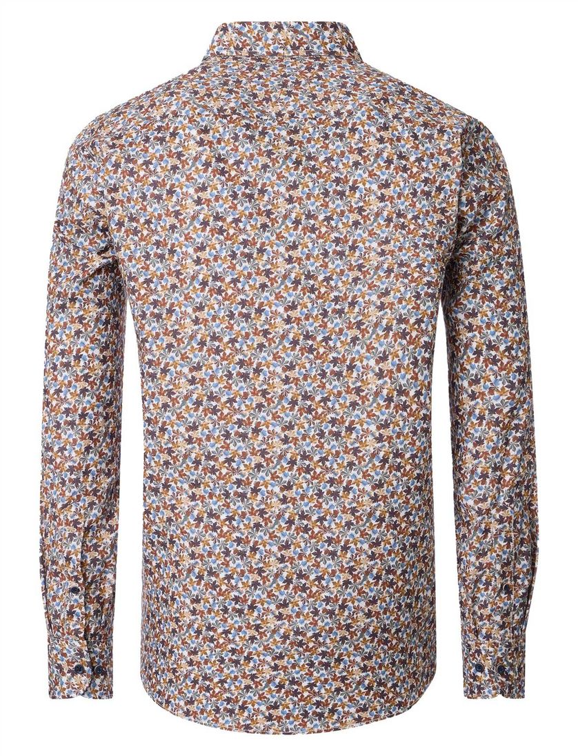 Casa Moda overhemd oranje katoen geprint wijde fit