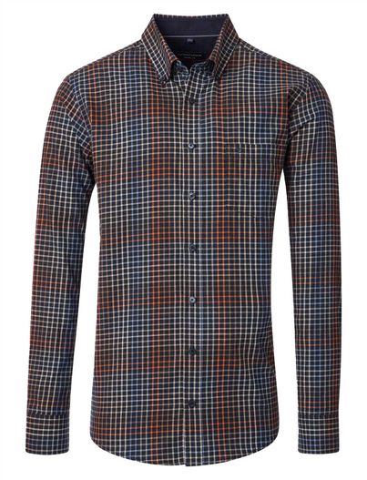 Casa Moda Casa Moda overhemd katoen oranje print wijde fit