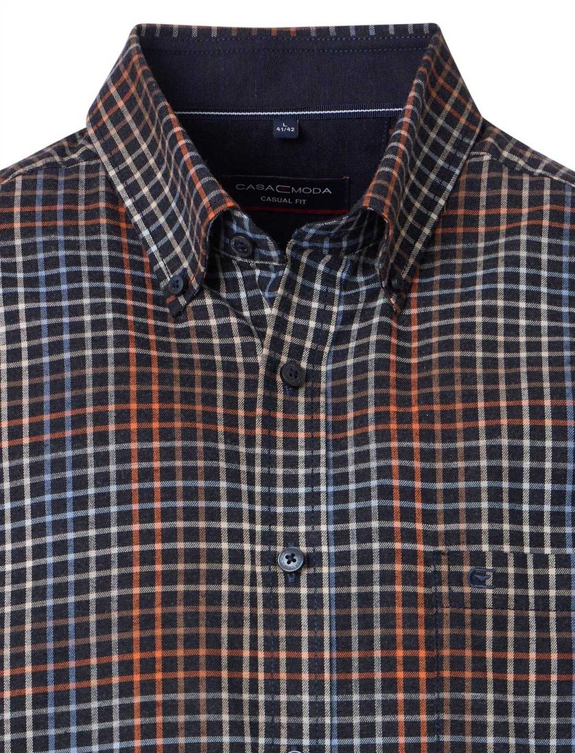 Casa Moda overhemd geprint oranje wijde fit katoen mouwlengte 7