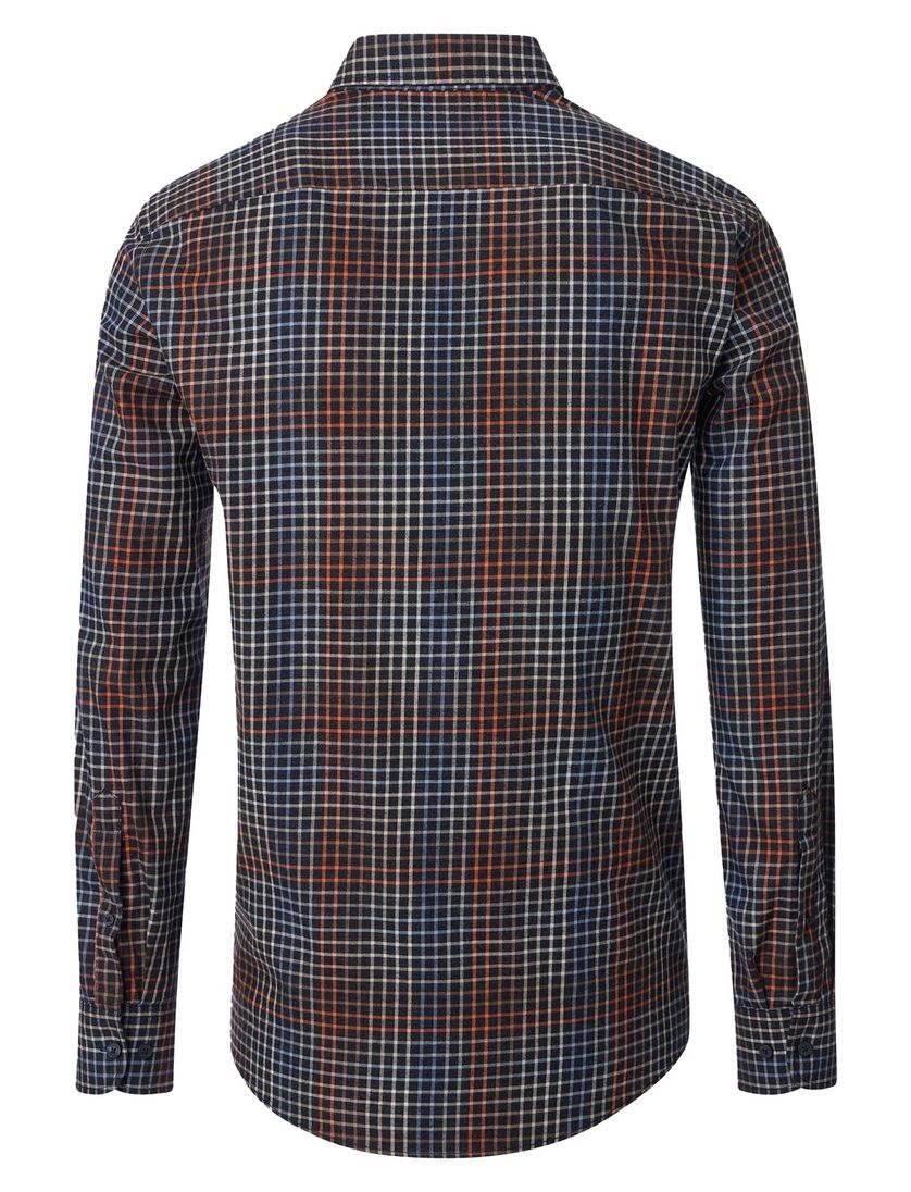 Casa Moda overhemd geprint oranje wijde fit katoen mouwlengte 7