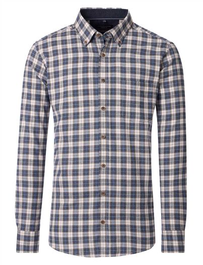 Casa Moda Casa Moda overhemd geruit donkerblauw katoen wijde fit