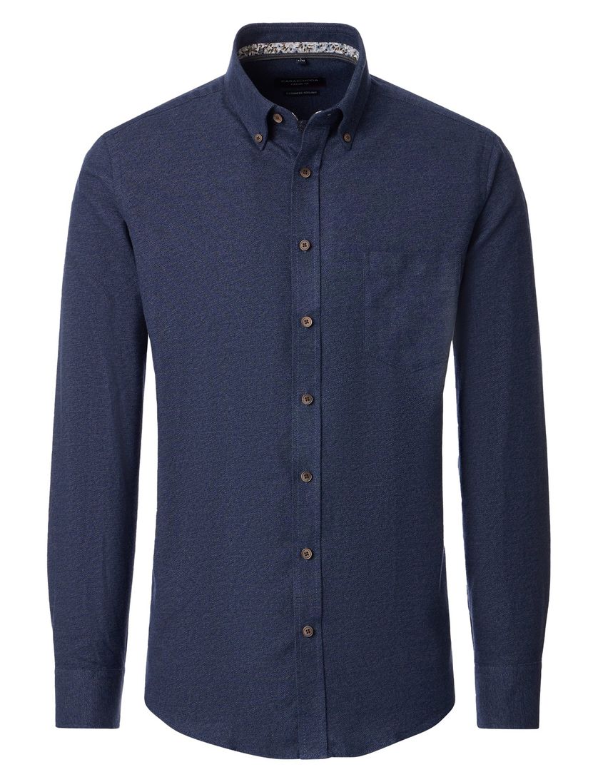 Casa Moda overhemd effen donkerblauw katoen wijde fit