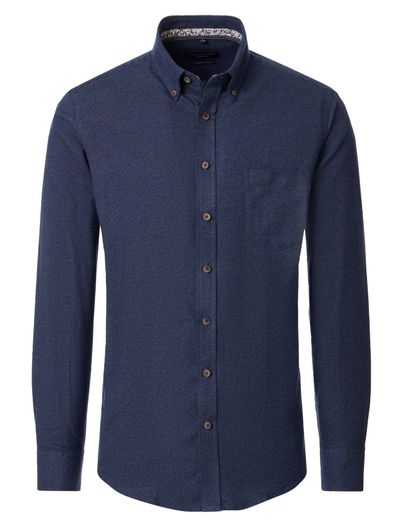 Casa Moda Casa Moda overhemd effen donkerblauw wijde fit katoen