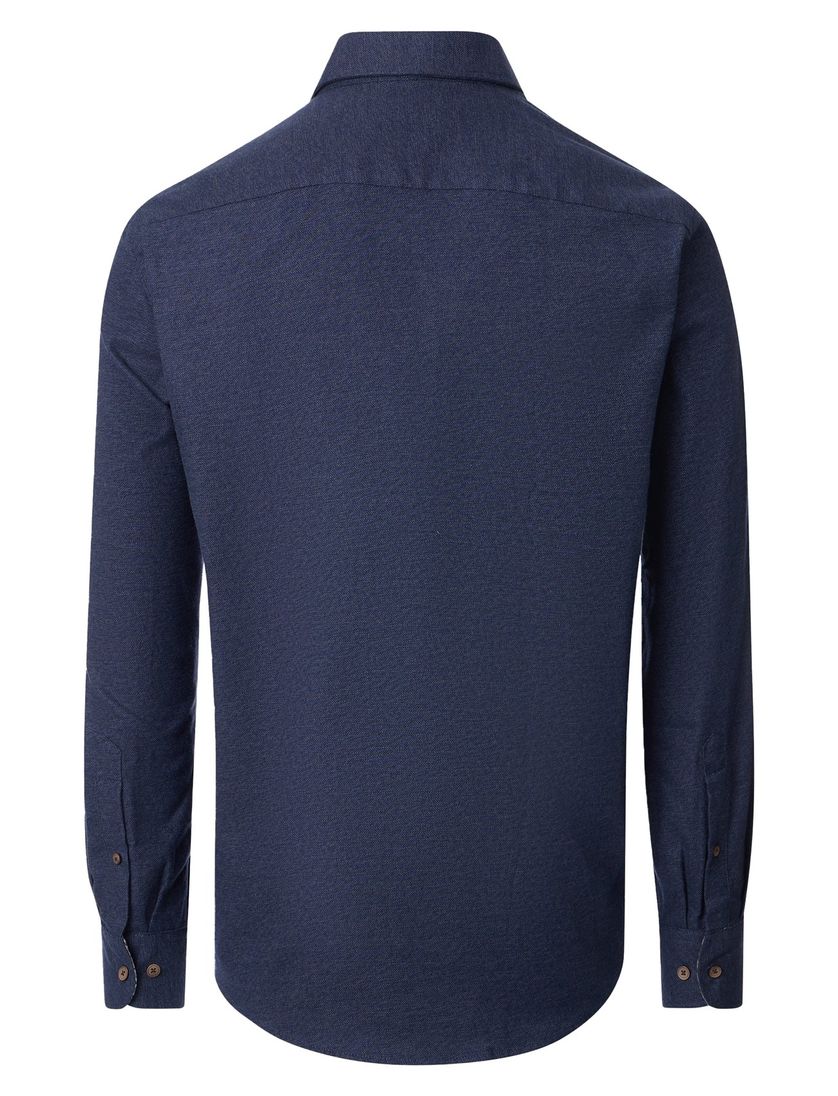 Casa Moda overhemd effen donkerblauw katoen wijde fit