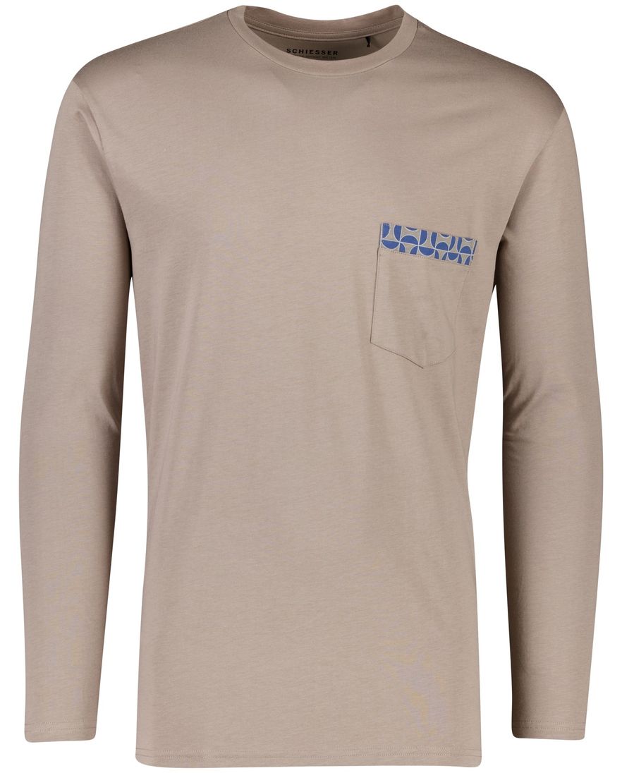 Schiesser pyjama comfort fit katoen blauw