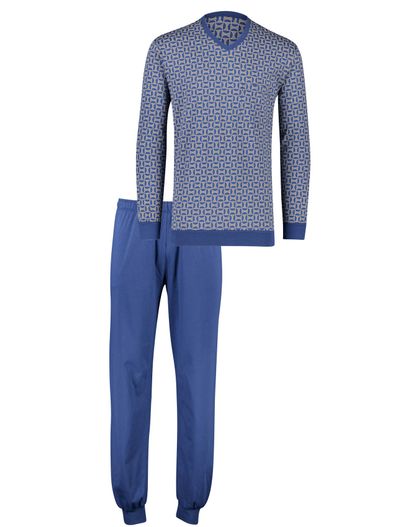 Schiesser Schiesser pyjama normale fit blauw geprint