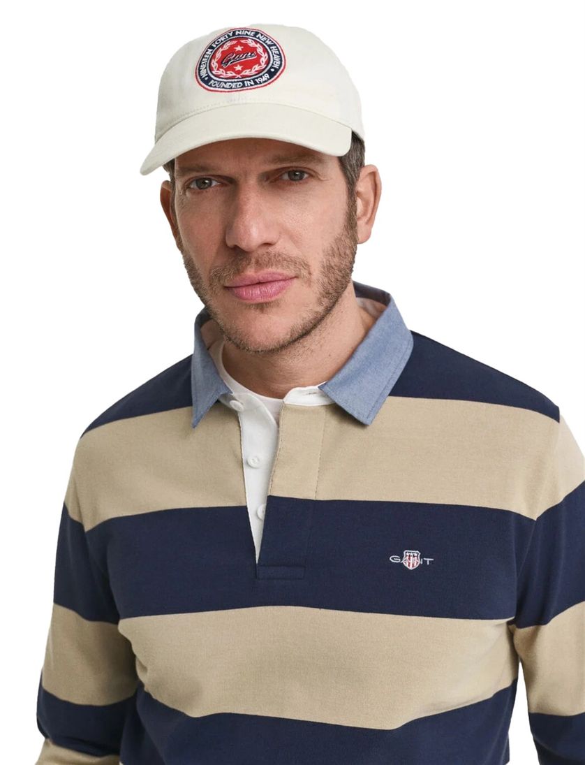Katoenen gestreepte lange mouw polo Gant normale fit navy