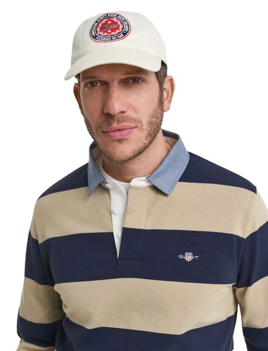 Navy gestreepte lange mouw polo Gant normale fit katoen