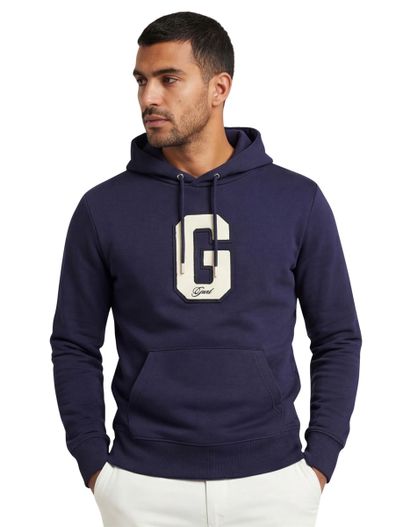 Gant katoenen Hoodie Gant donkerblauw print normale fit