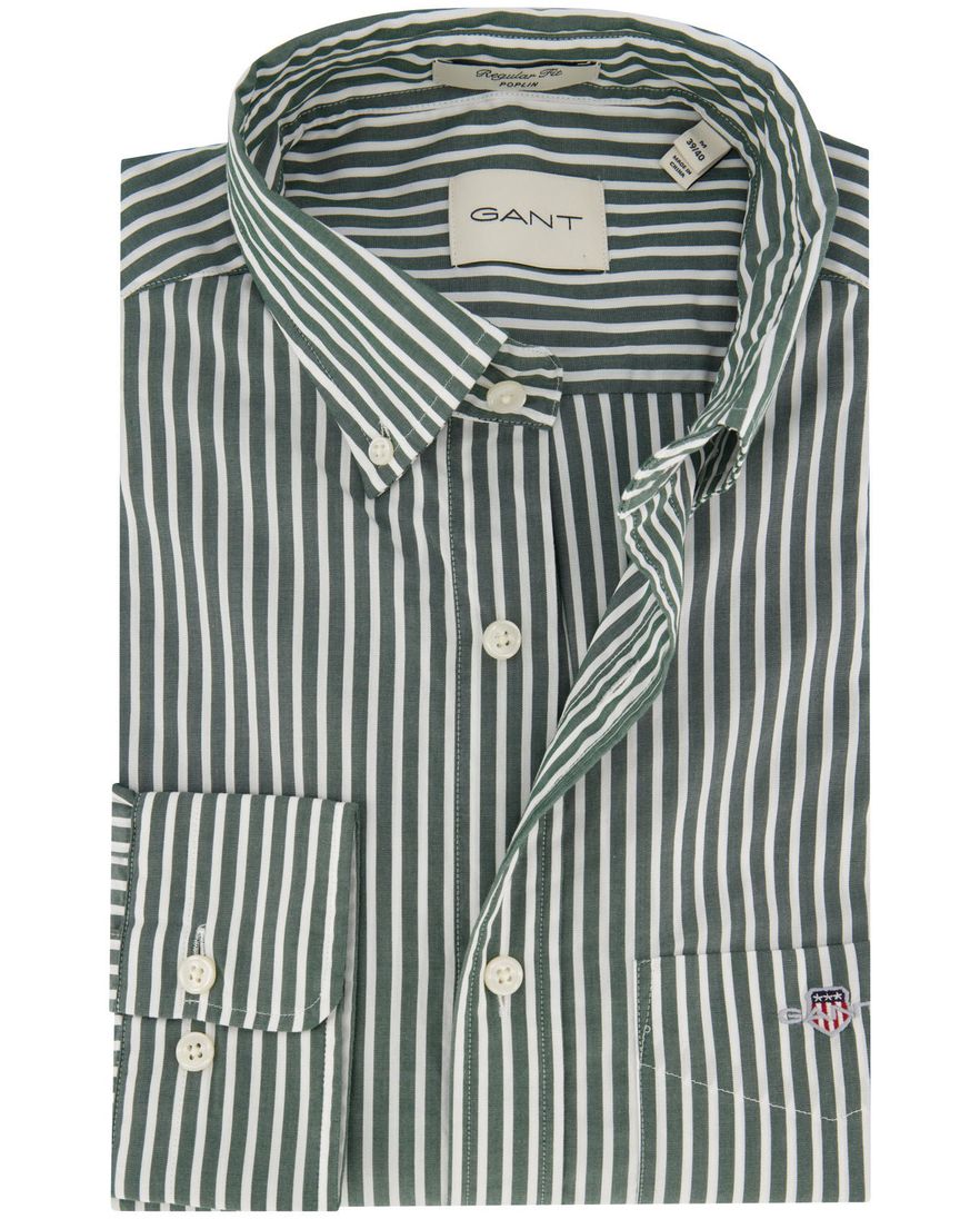Gant regular fit casual overhemd groen gestreept