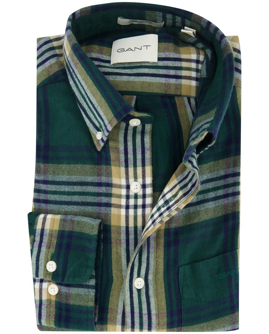 Gant overhemd regular fit corduroy groen geruit
