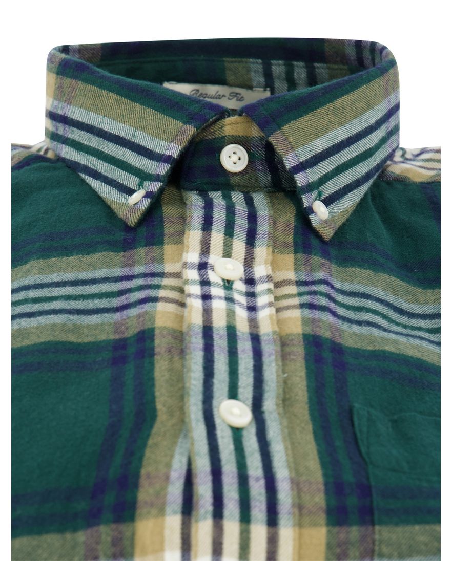 Gant overhemd regular fit corduroy groen geruit