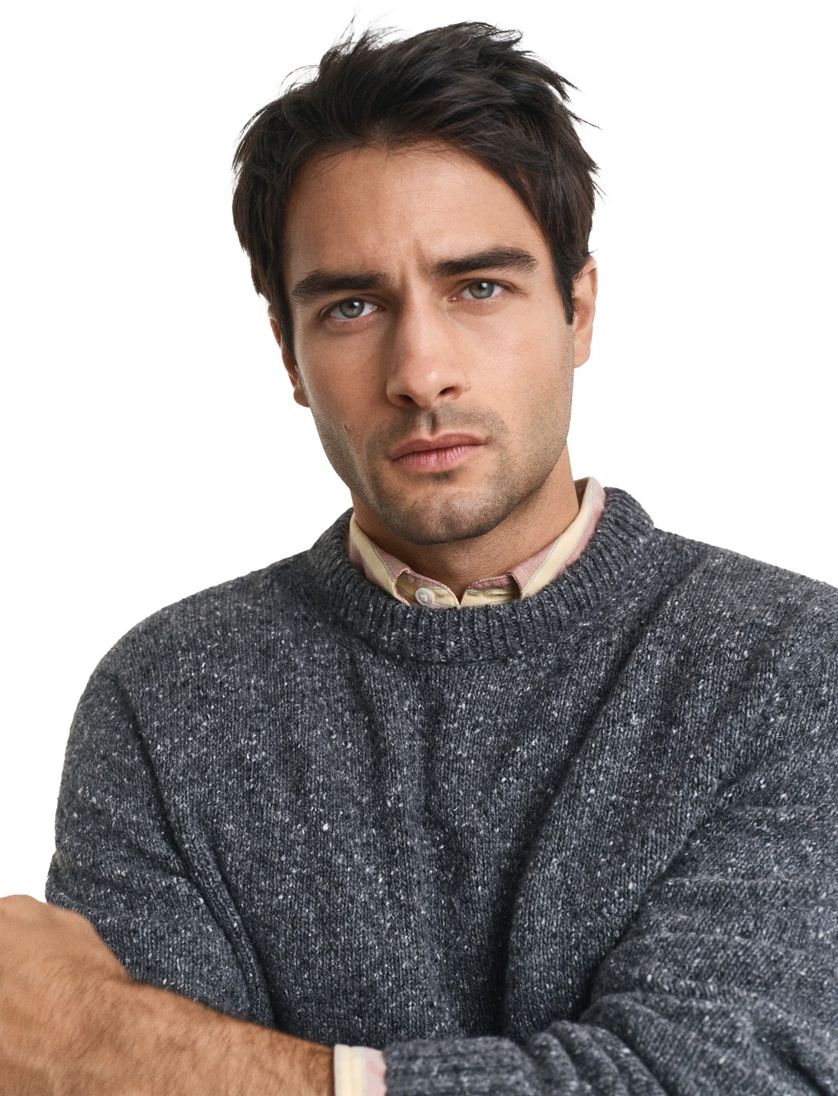 Gant grijs trui ronde hals wol