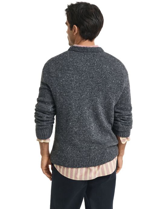 Gant trui grijs wol ronde hals