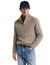 Gant Trui Beige Jacquard Half zip knopen wol