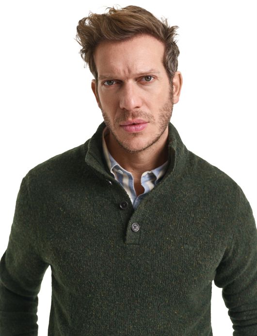 Gant Trui Groen Jacquard Half zip knopen