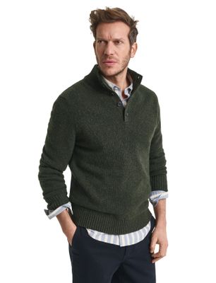 Gant Gant Trui Groen Jacquard Half zip knopen