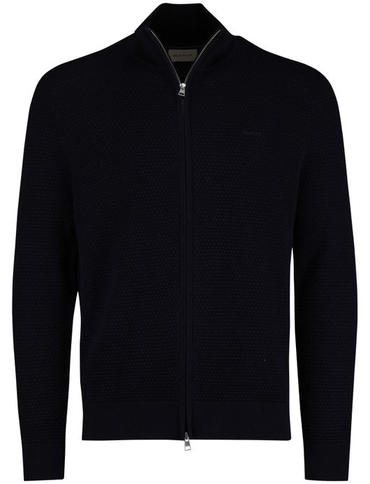 Gant Vest Donkerblauw marinowol textuur katoen