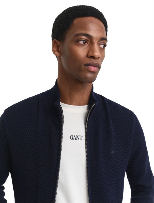 Gant gebreid vest wol donkerblauw