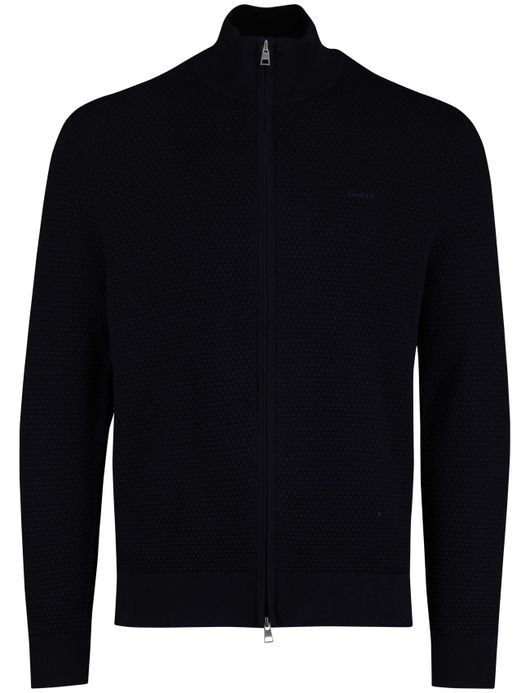 Gant Vest Donkerblauw marinowol textuur katoen