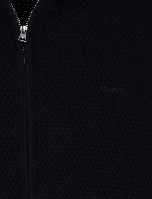 Gant Vest Donkerblauw marinowol textuur katoen