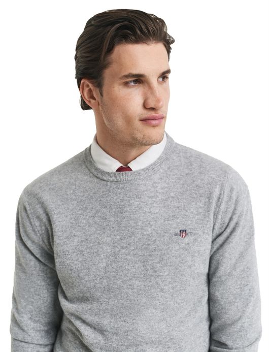 Gant trui rood gemeleerd opstaande kraag wol