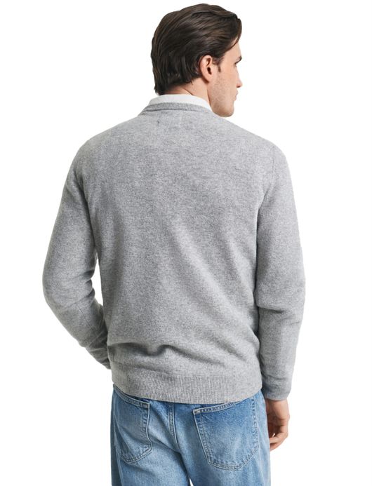 Gant trui rood gemeleerd opstaande kraag wol