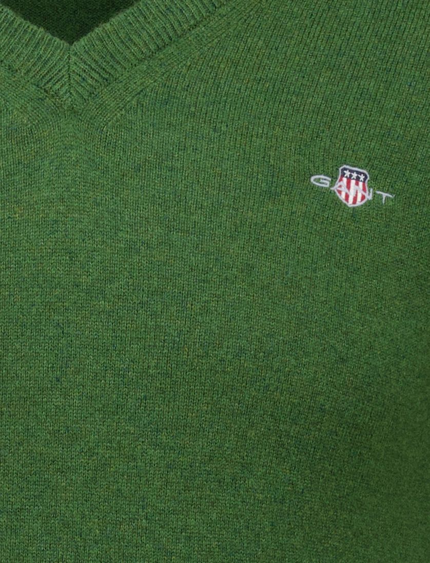 Lamswol V-hals trui Gant groen