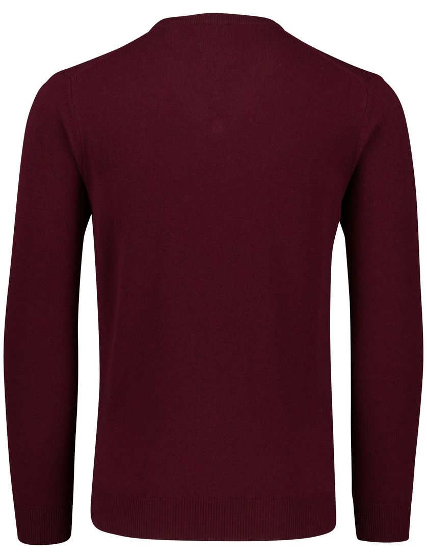 Gant trui bordeaux gebreid v hals lamswol lange mouw