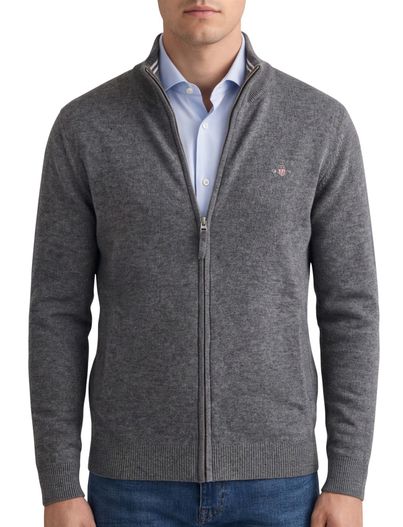 Gant vest Gant grijs gemeleerd met rits