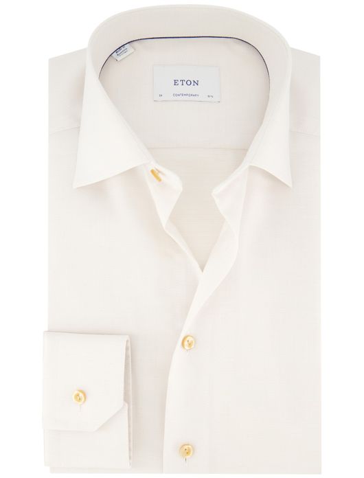Eton overhemd creme effen Contemporary Fit