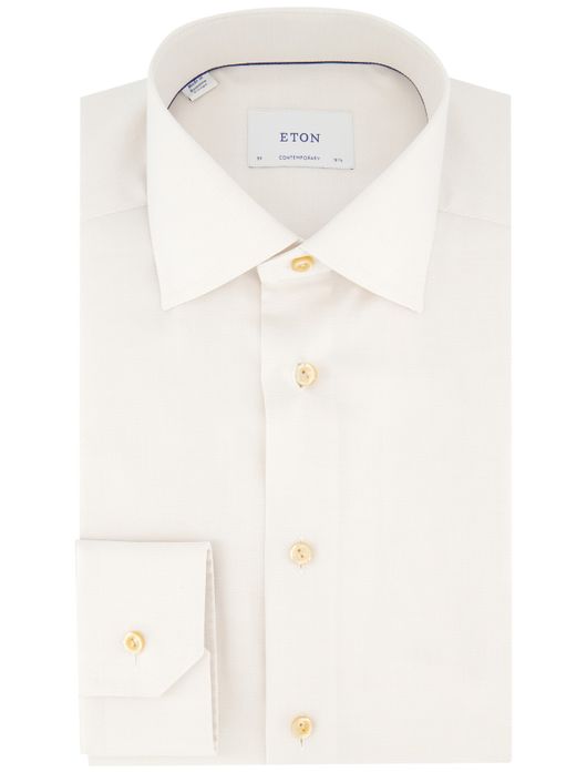 Eton overhemd creme effen Contemporary Fit