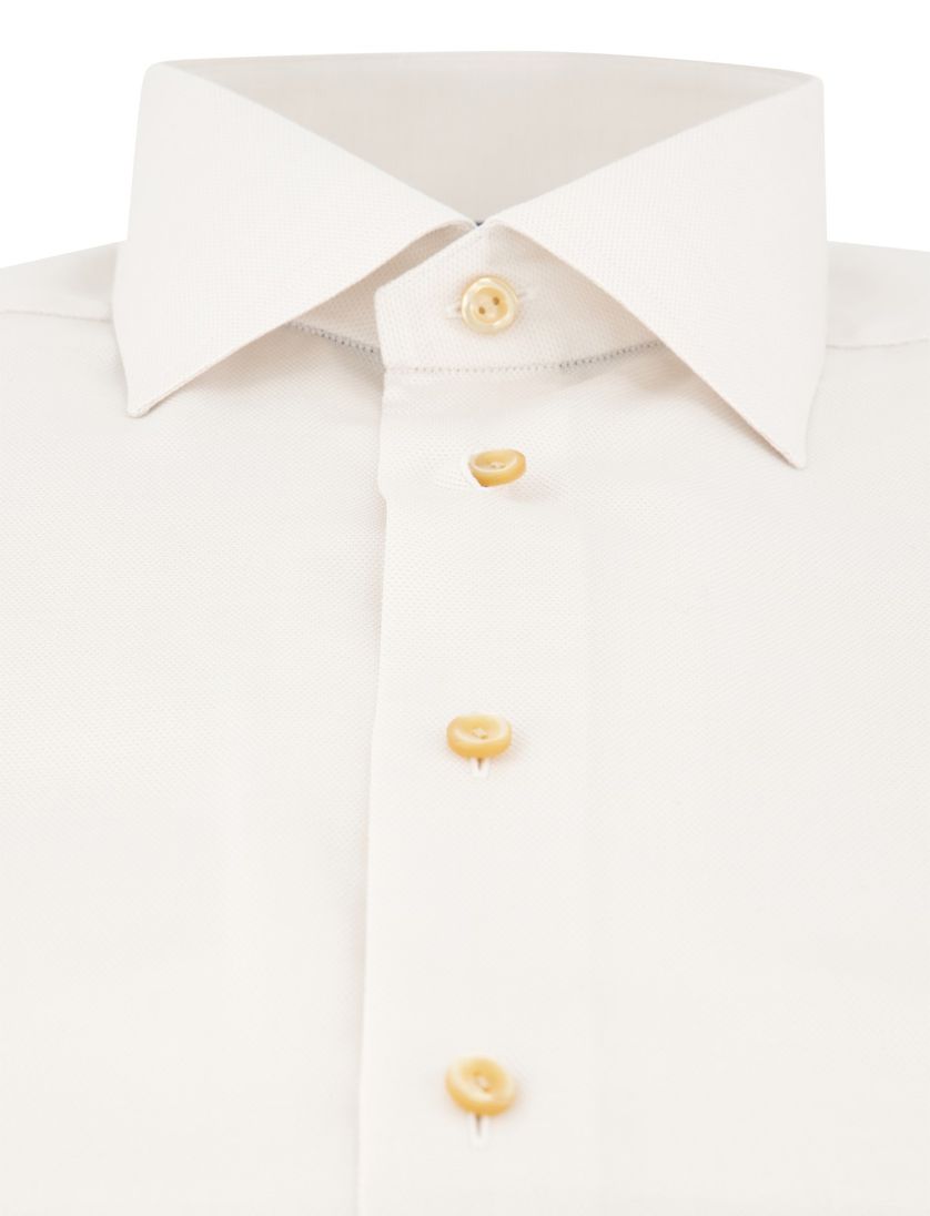 katoenen Eton overhemd creme effen normale fit