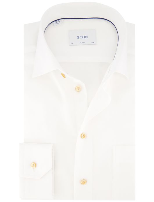 Eton overhemd wit Semi Solid Twill katoen
