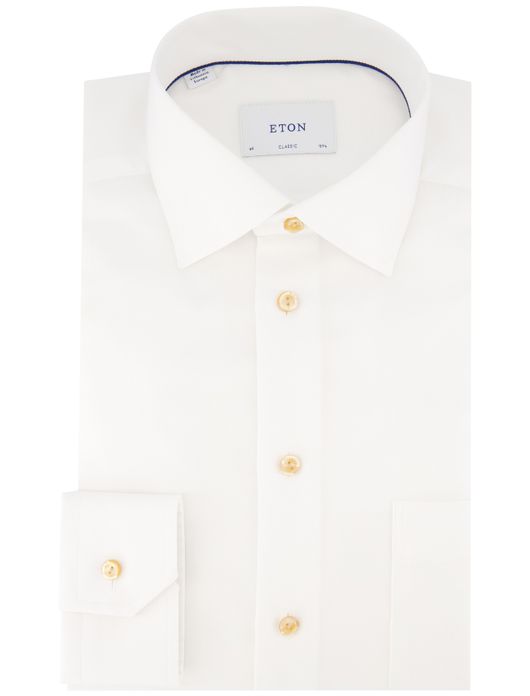 Eton overhemd wit Semi Solid Twill katoen