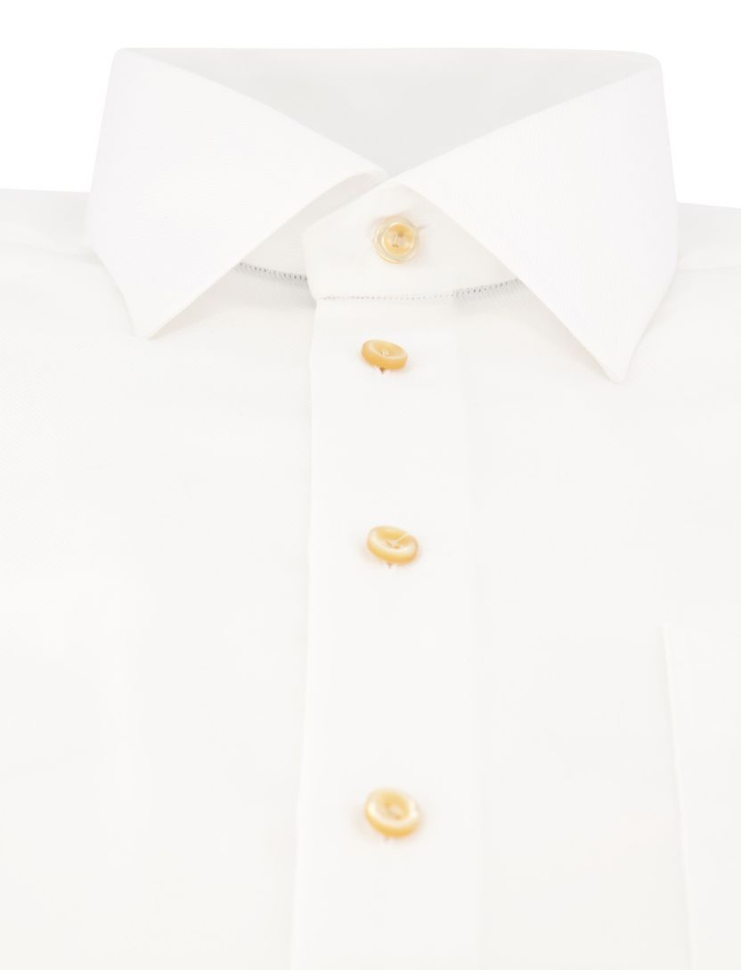 katoenen Eton overhemd wit effen katoen wijde fit