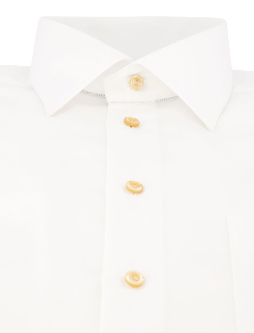 katoenen Eton overhemd wit effen katoen wijde fit