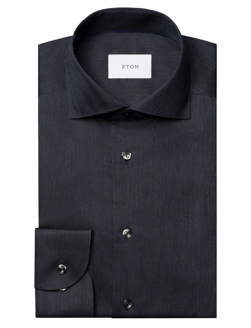 Eton zakelijk overhemd slim fit donkerblauw wide spread boord