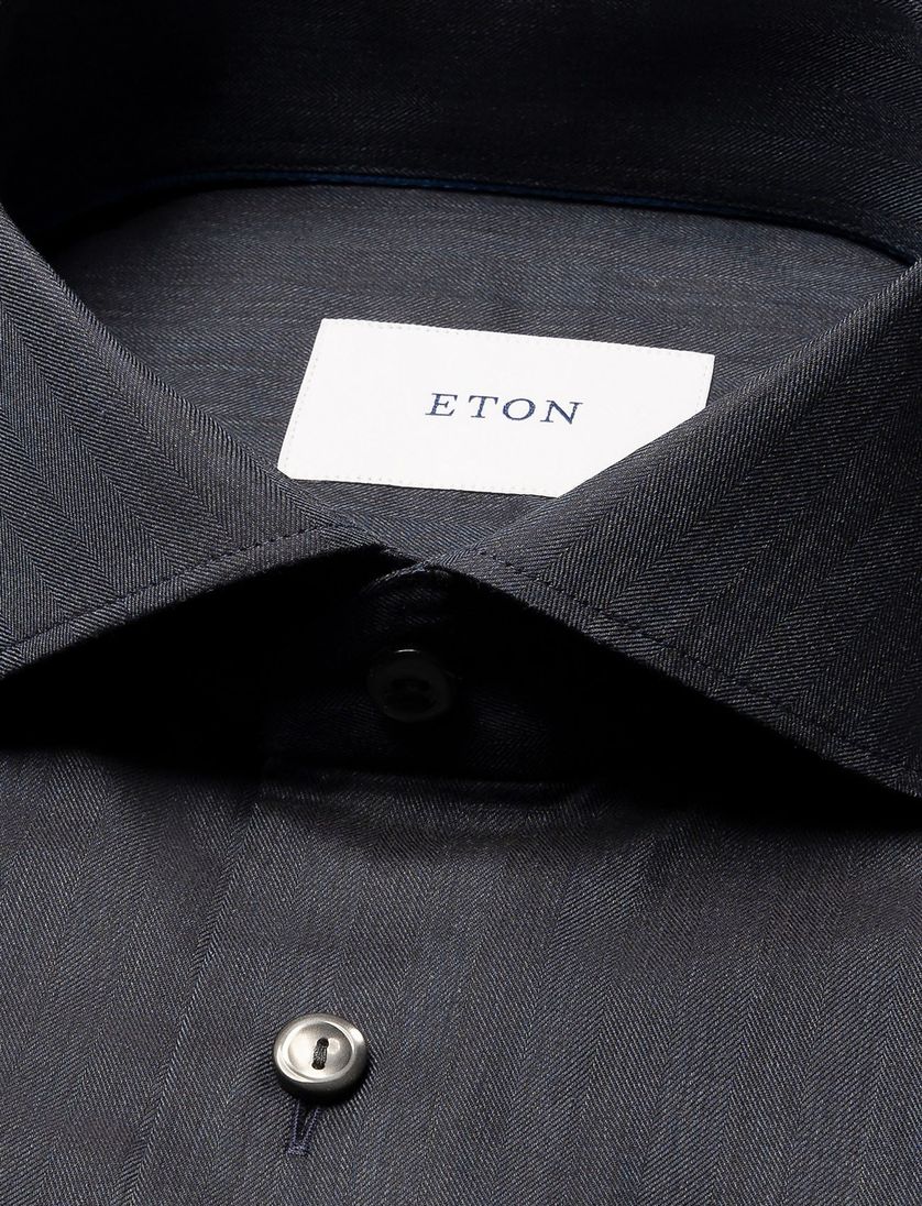 Eton zakelijk overhemd slim fit donkerblauw wide spread boord