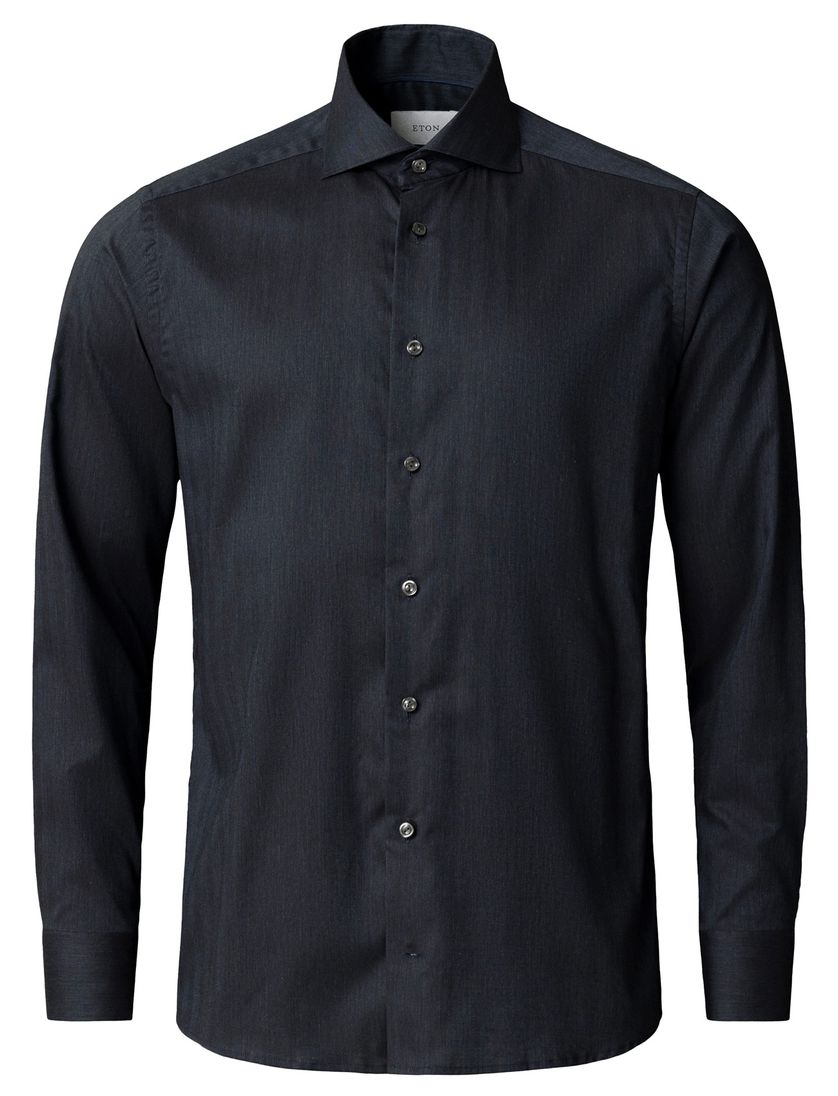 Eton zakelijk overhemd slim fit donkerblauw wide spread boord