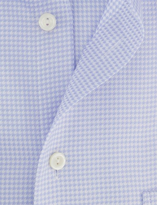 Eton  Houndstooth King overhemd geruit lichtblauw katoen