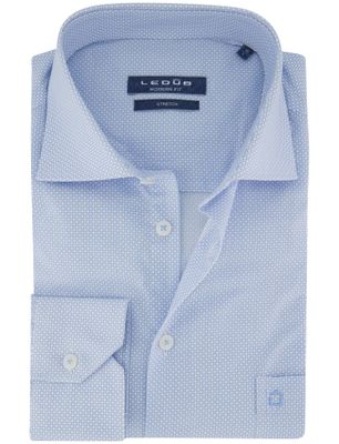 Ledub Ledub overhemd lichtblauw geprint katoen