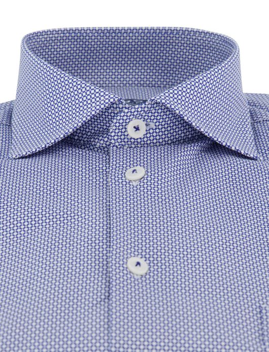 Ledub overhemd modern fit blauw geprint